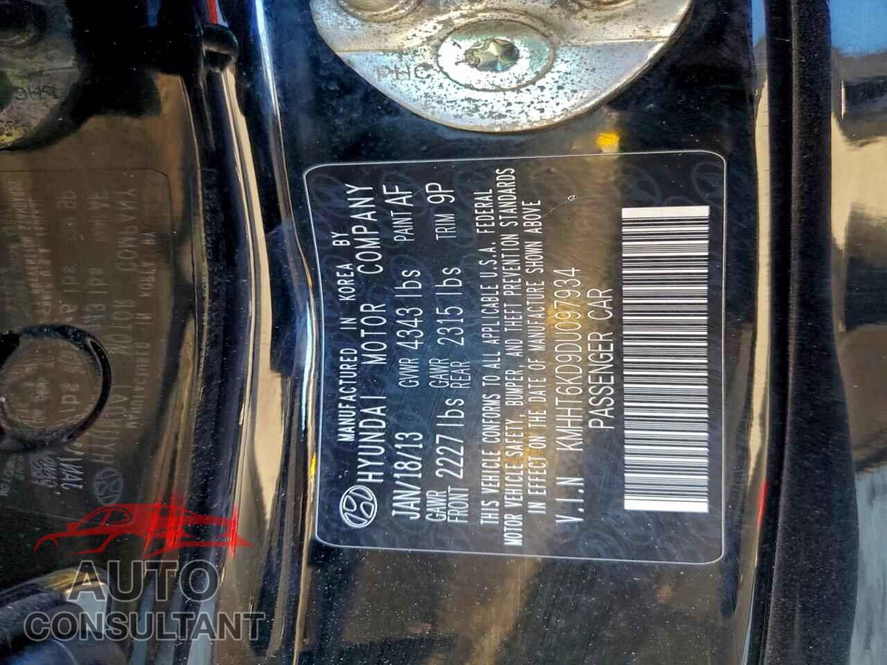 HYUNDAI GENESIS 2013 - KMHHT6KD9DU097934