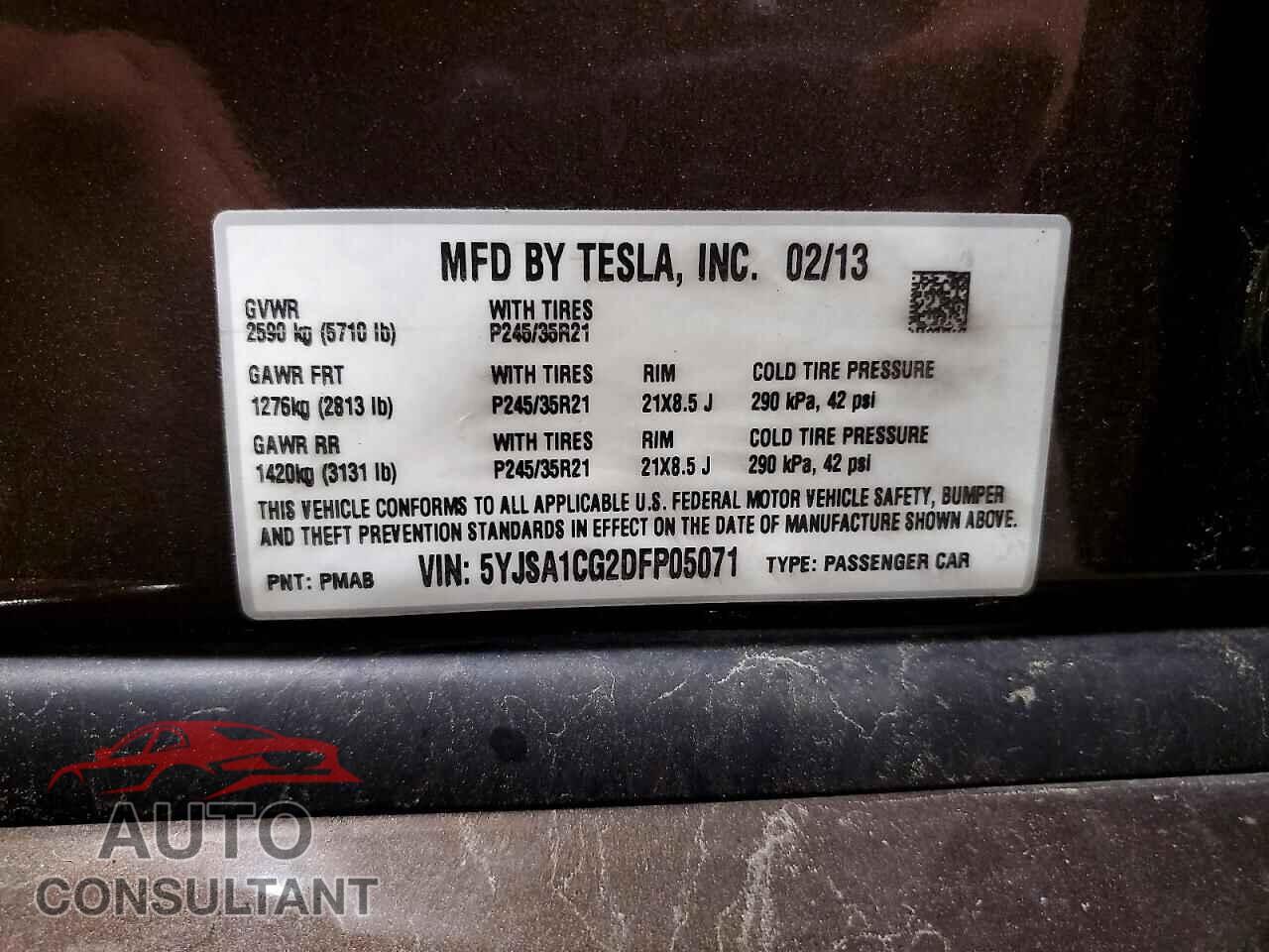 TESLA MODEL S 2013 - 5YJSA1CG2DFP05071