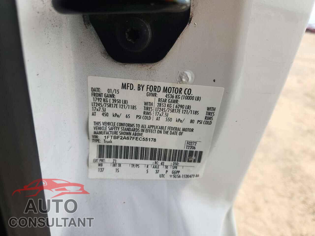 FORD F250 2015 - 1FTBF2A67FEC55178
