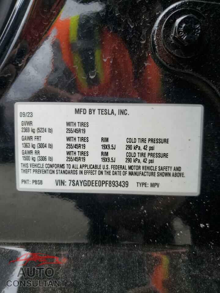 TESLA MODEL Y 2023 - 7SAYGDEE0PF893439