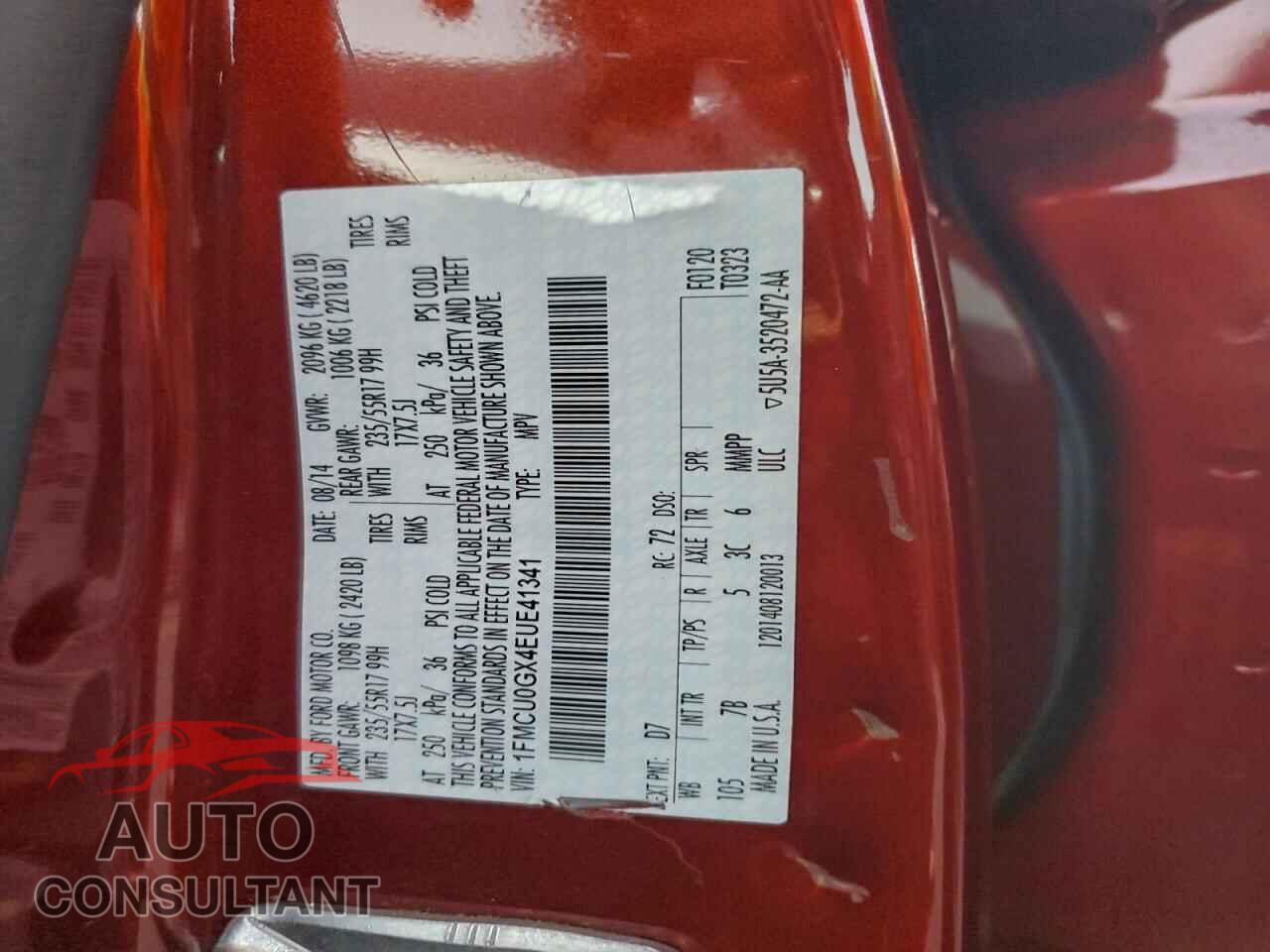FORD ESCAPE 2014 - 1FMCU0GX4EUE41341