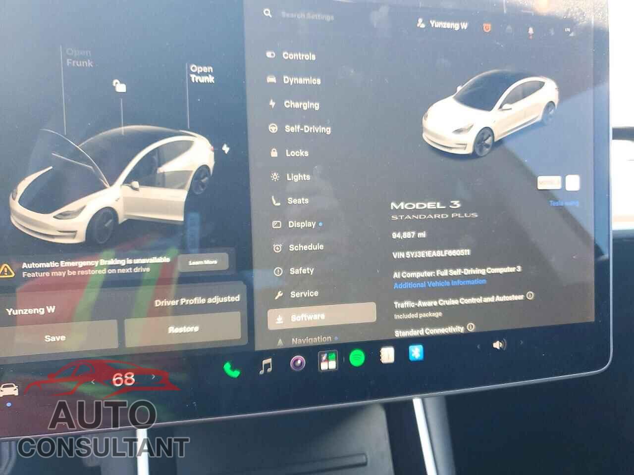 TESLA MODEL 3 2020 - 5YJ3E1EA8LF660511