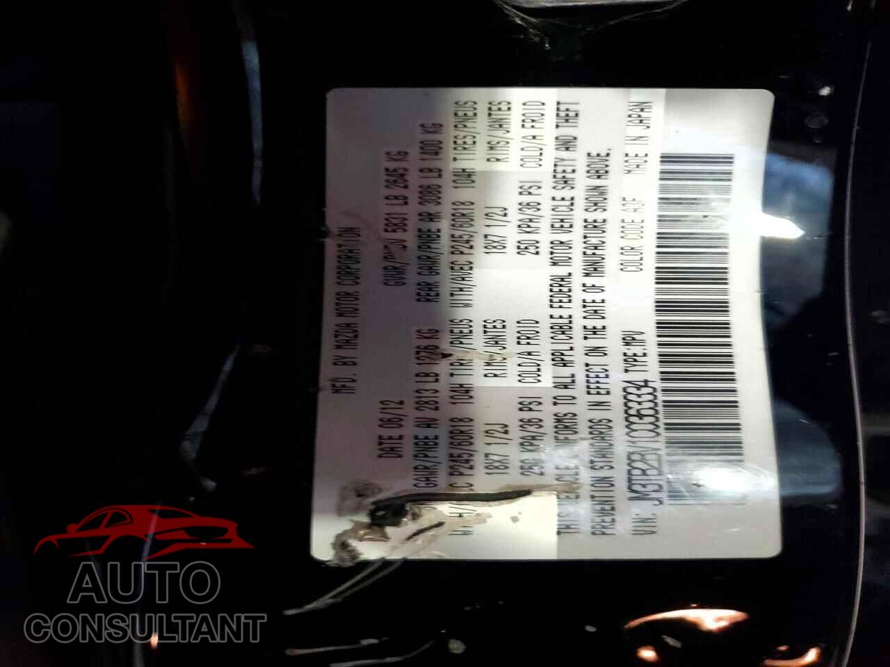 MAZDA CX-9 2012 - JM3TB2BV1C0363334