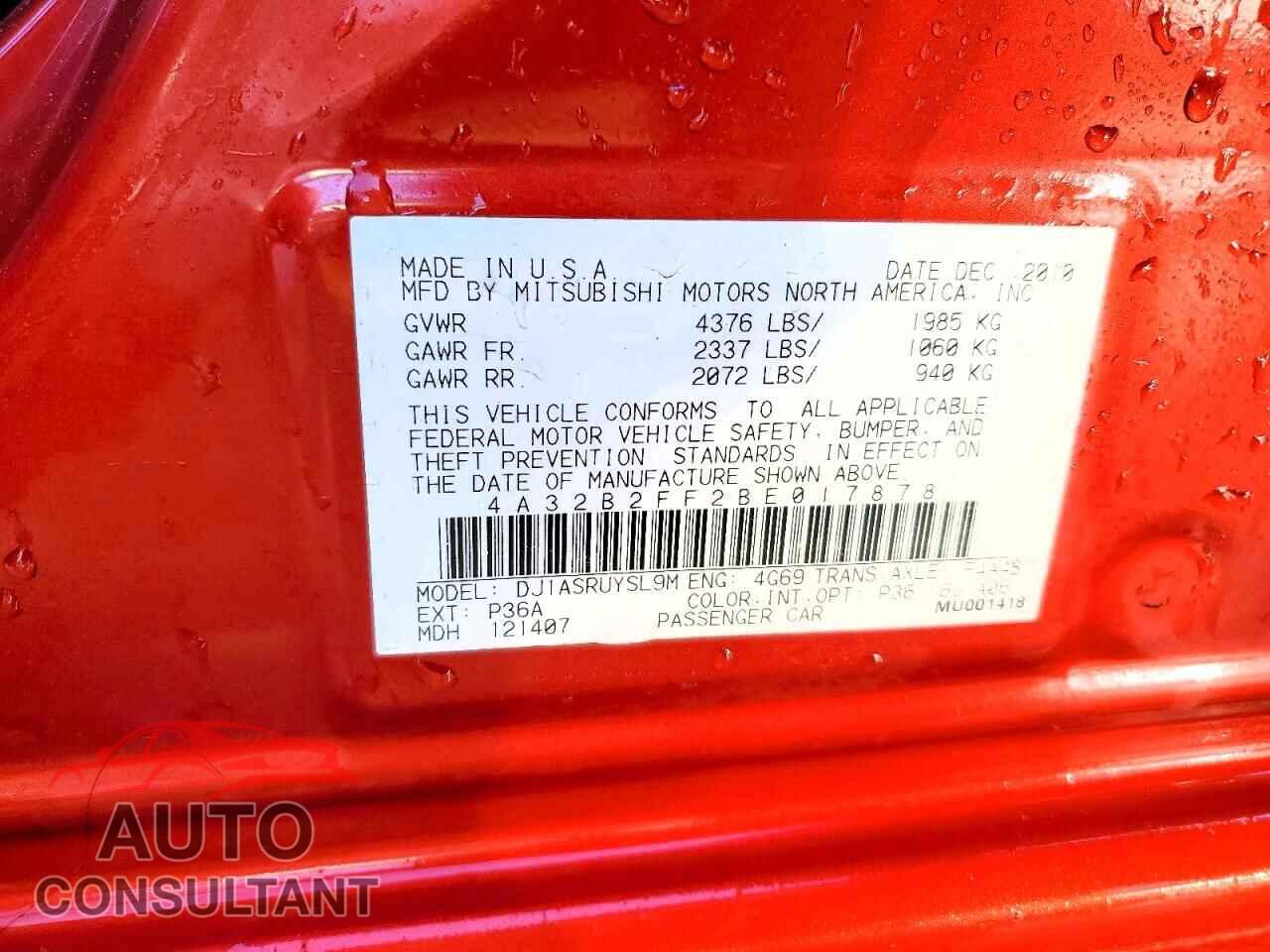 MITSUBISHI GALANT 2011 - 4A32B2FF2BE017878