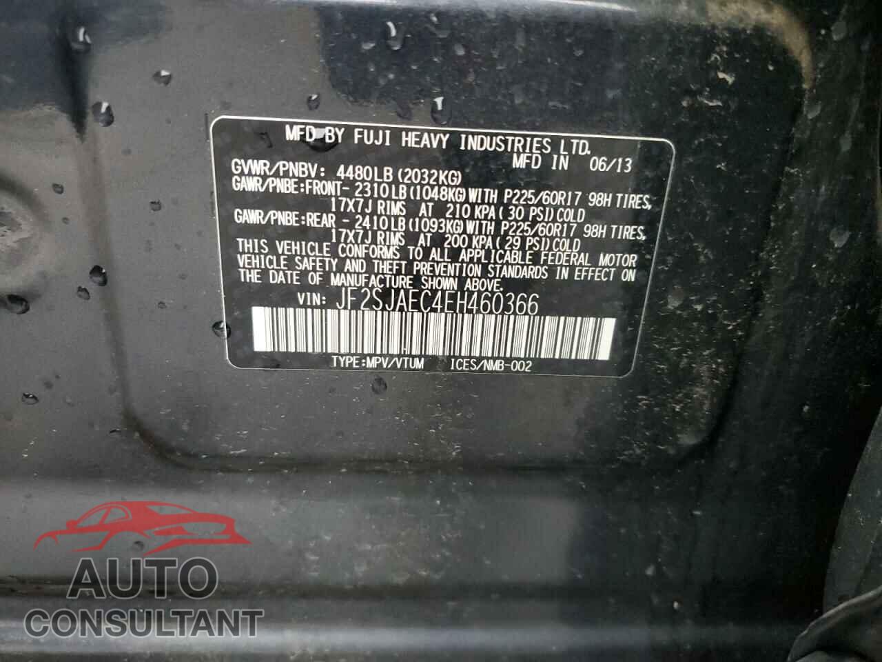 SUBARU FORESTER 2014 - JF2SJAEC4EH460366