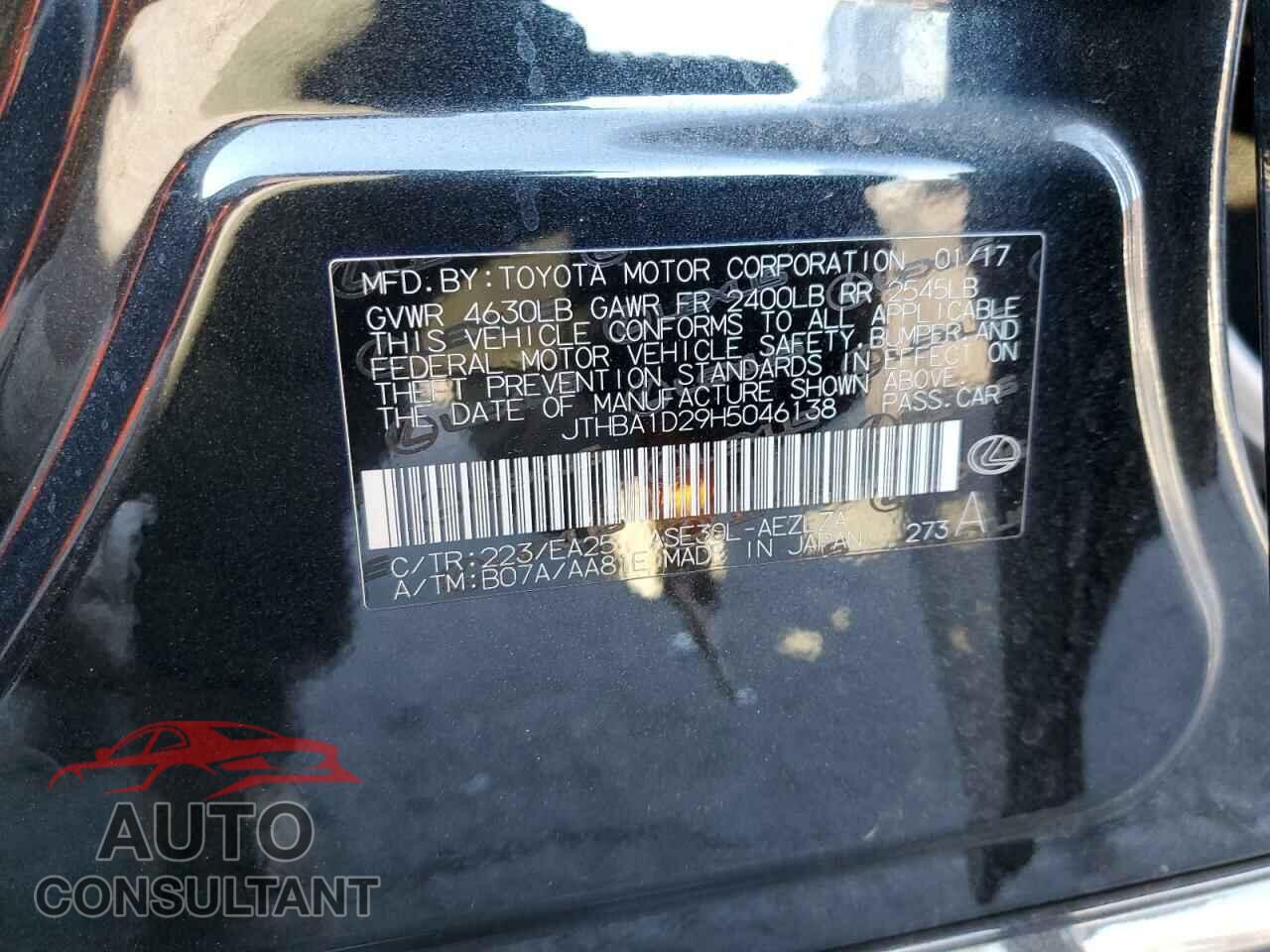 LEXUS IS 2017 - JTHBA1D29H5046138