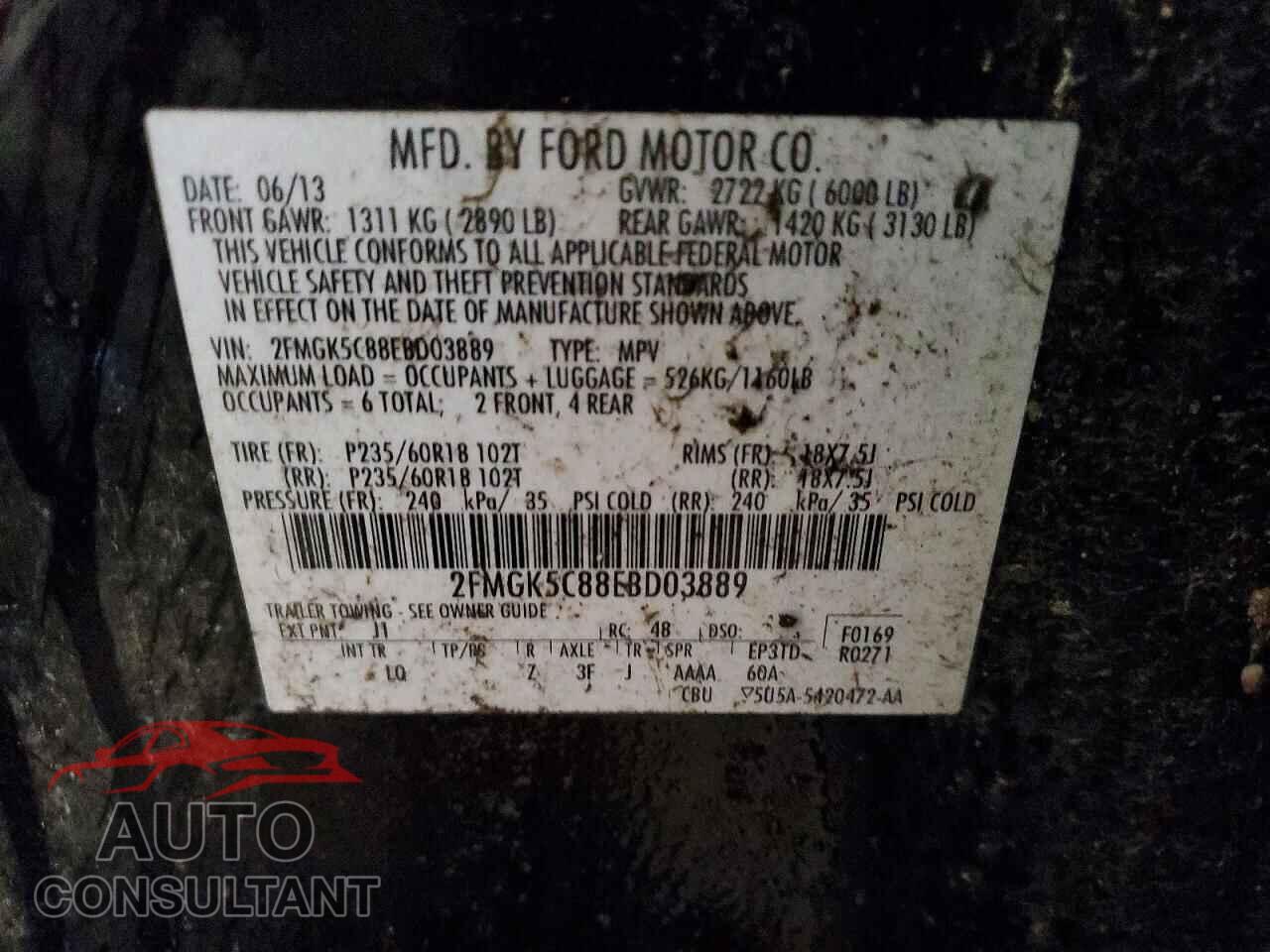 FORD FLEX 2014 - 2FMGK5C88EBD03889