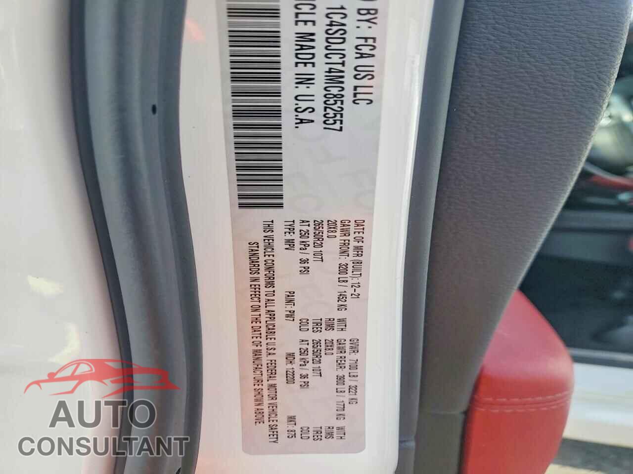 DODGE DURANGO 2021 - 1C4SDJCT4MC852557