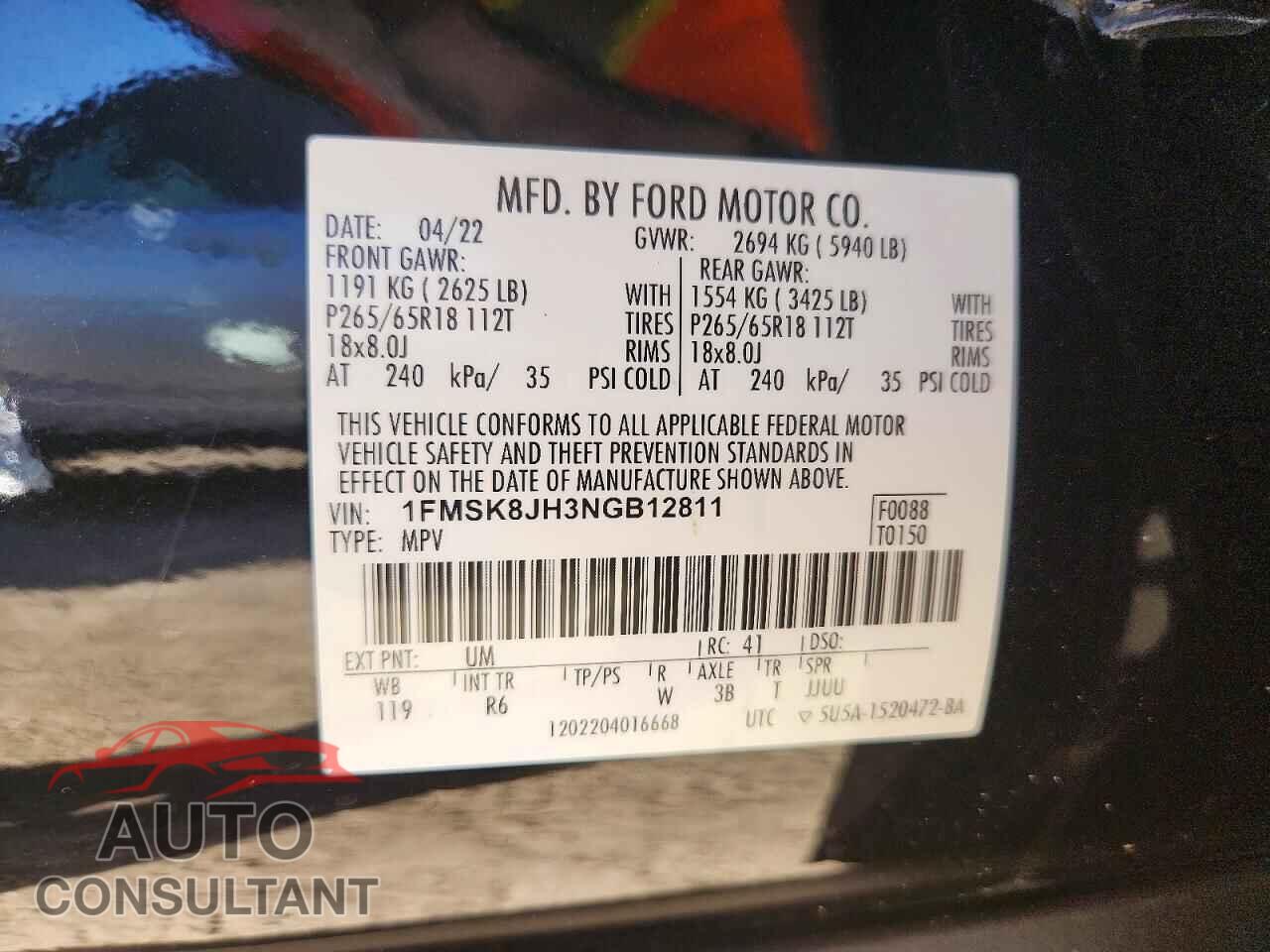 FORD EXPLORER 2022 - 1FMSK8JH3NGB12811