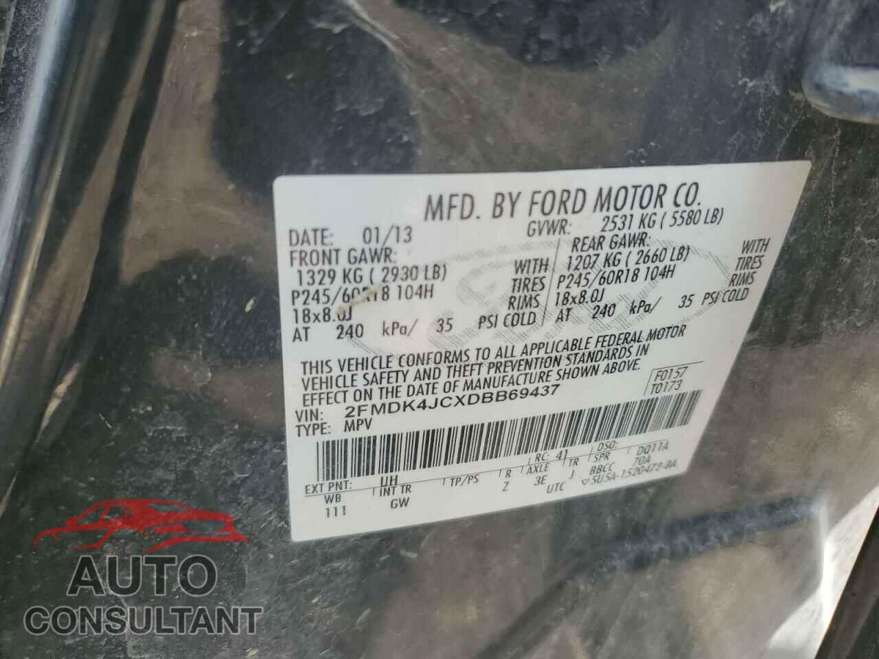 FORD EDGE 2013 - 2FMDK4JCXDBB69437