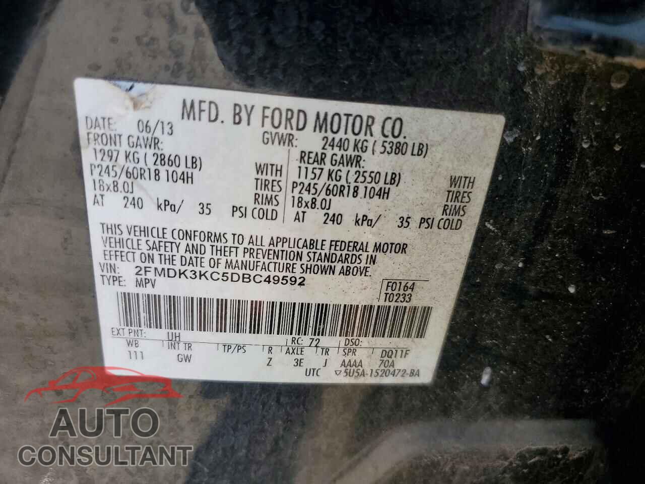 FORD EDGE 2013 - 2FMDK3KC5DBC49592