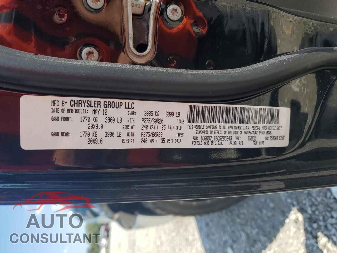 DODGE RAM 1500 2012 - 1C6RD7LT0CS285843