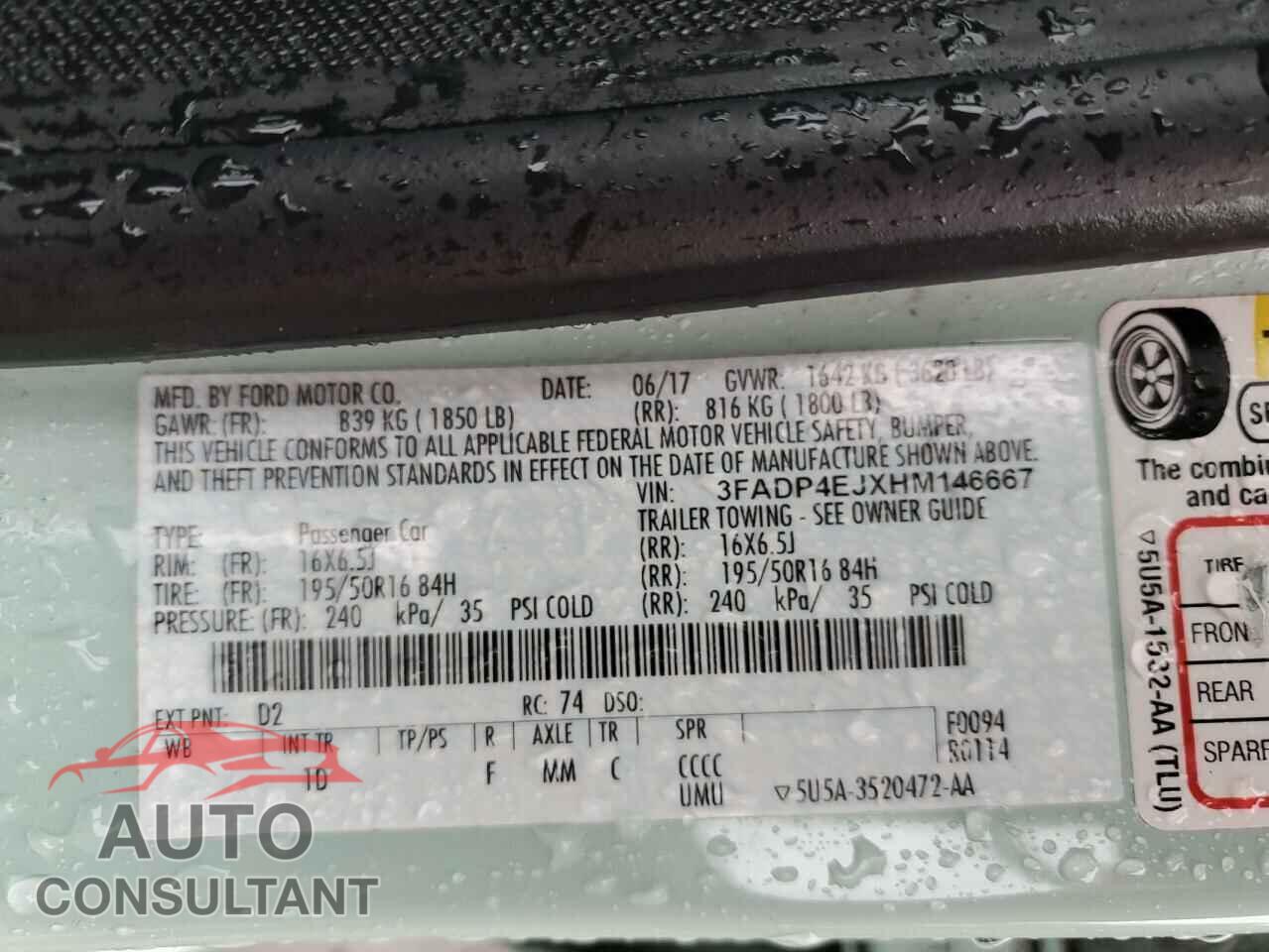 FORD FIESTA 2017 - 3FADP4EJXHM146667