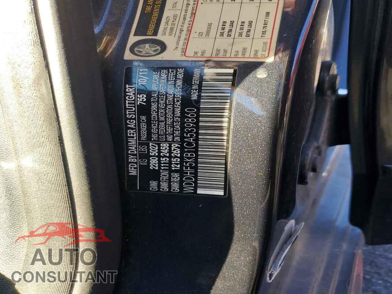 MERCEDES-BENZ E-CLASS 2012 - WDDHF5KB1CA539860