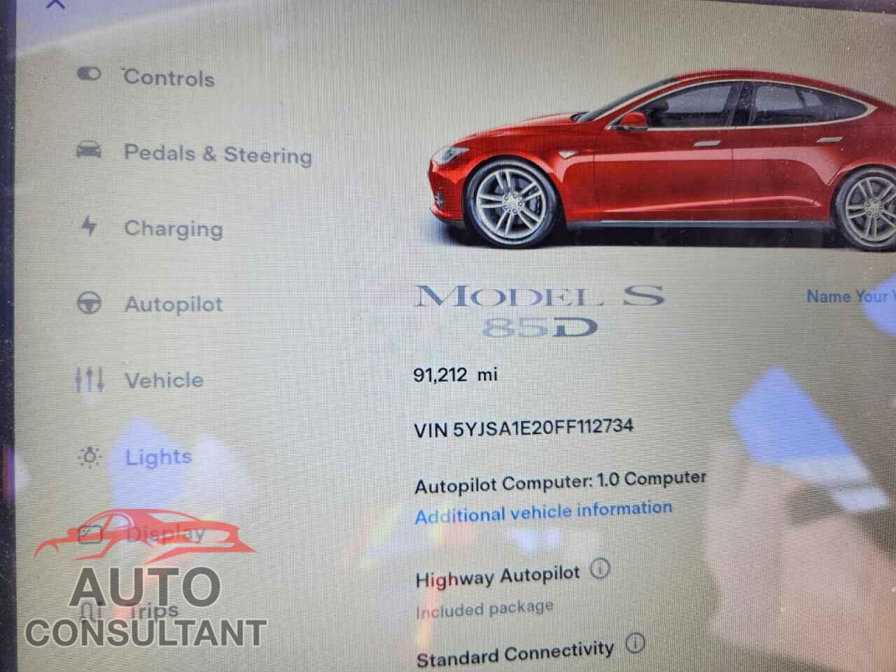 TESLA MODEL S 2015 - 5YJSA1E20FF112734