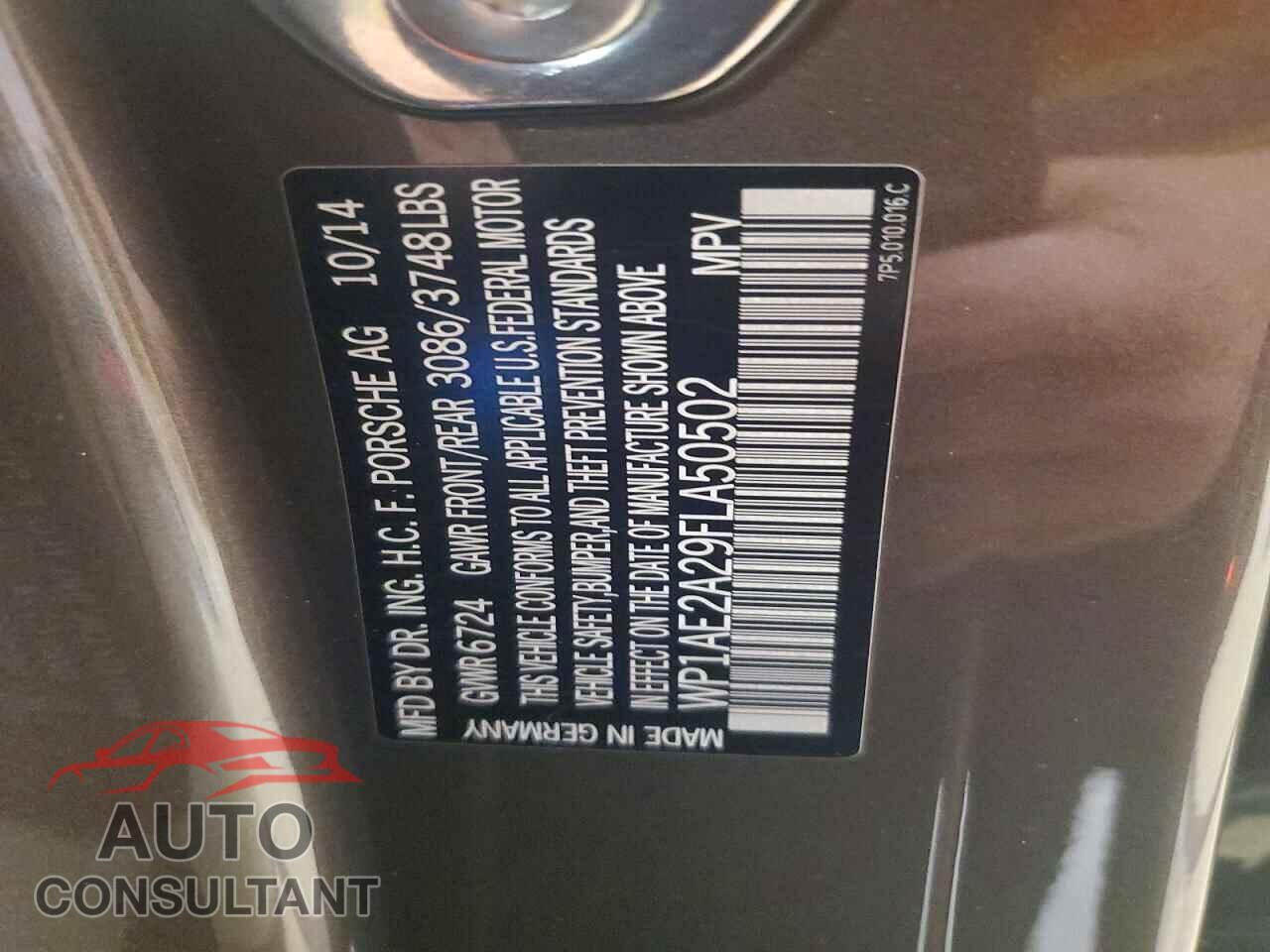 PORSCHE CAYENNE 2015 - WP1AE2A29FLA50502