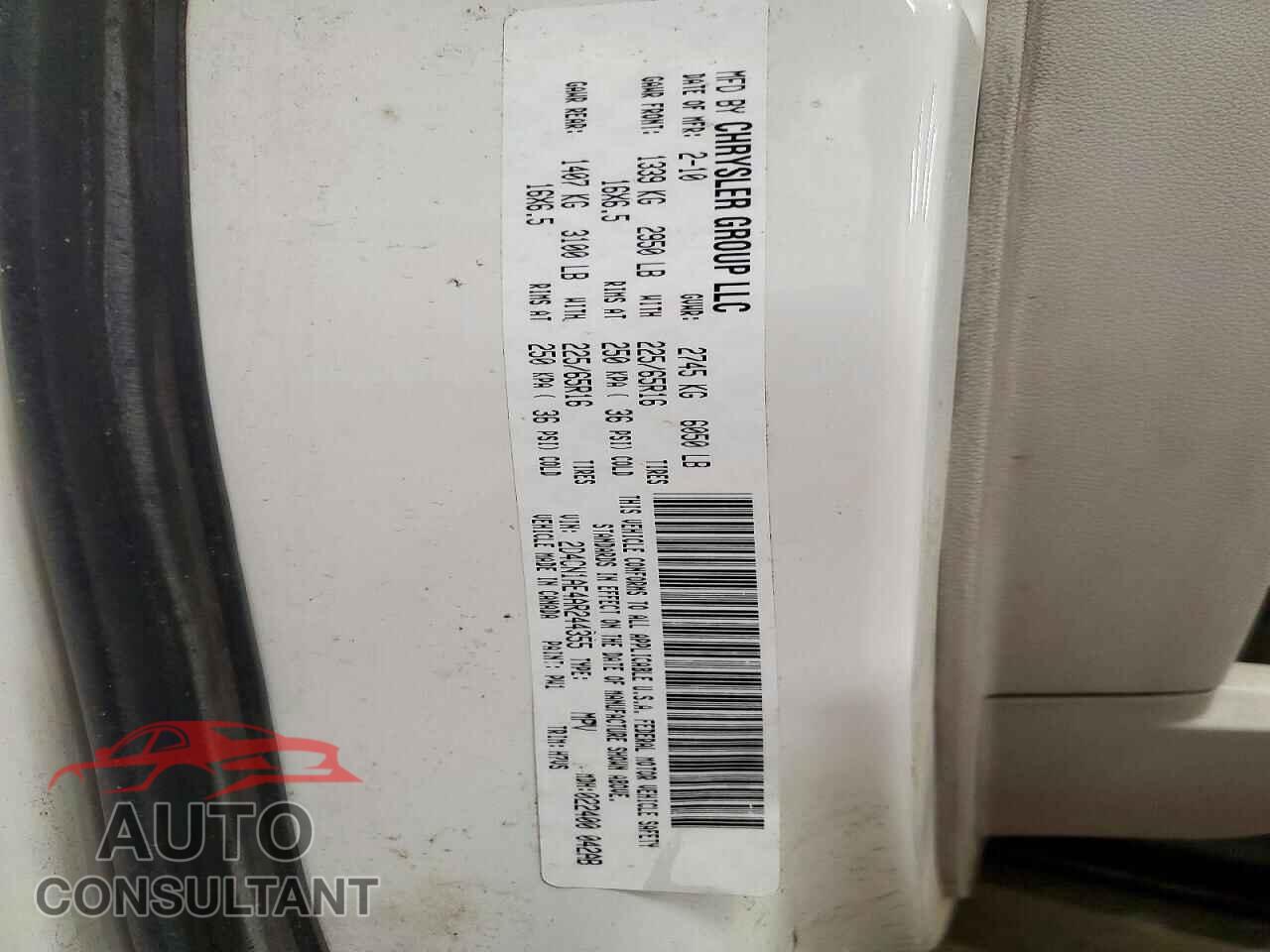 DODGE CARAVAN 2010 - 2D4CN1AE4AR244355