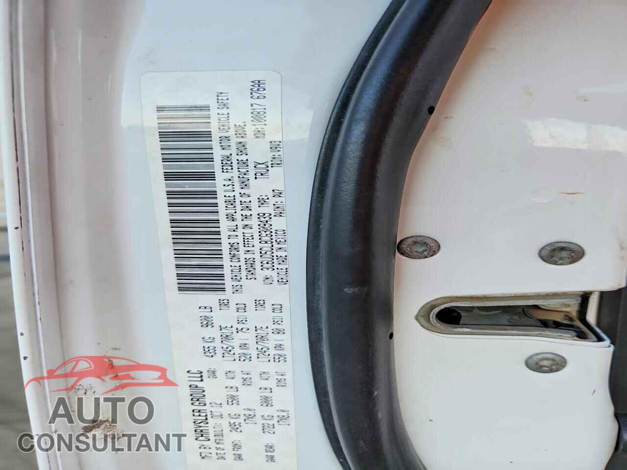 DODGE RAM 2500 2012 - 3C6UD5CL8CG309439
