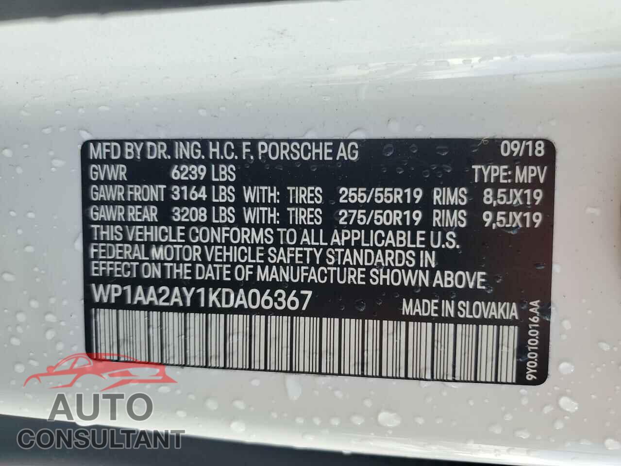 PORSCHE CAYENNE 2019 - WP1AA2AY1KDA06367