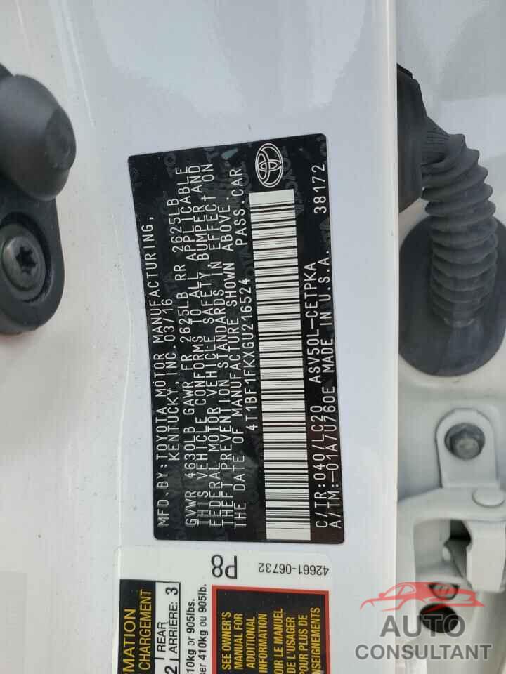 TOYOTA CAMRY 2016 - 4T1BF1FKXGU216524