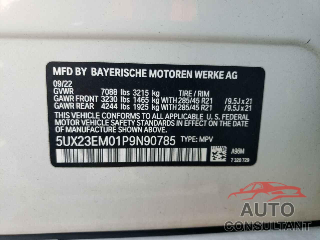 BMW X7 2023 - 5UX23EM01P9N90785