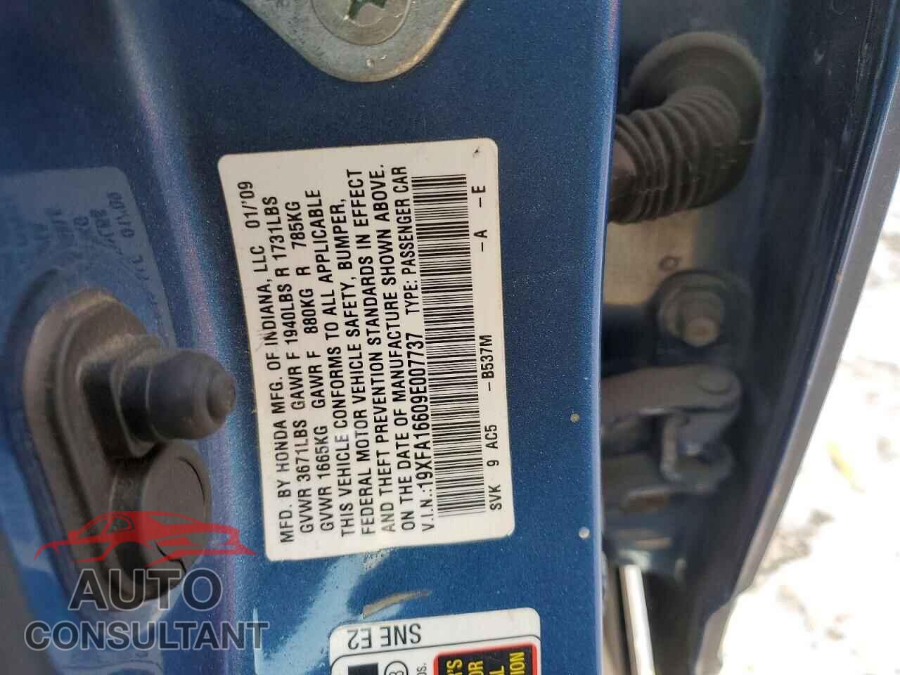 HONDA CIVIC 2009 - 19XFA16609E007737