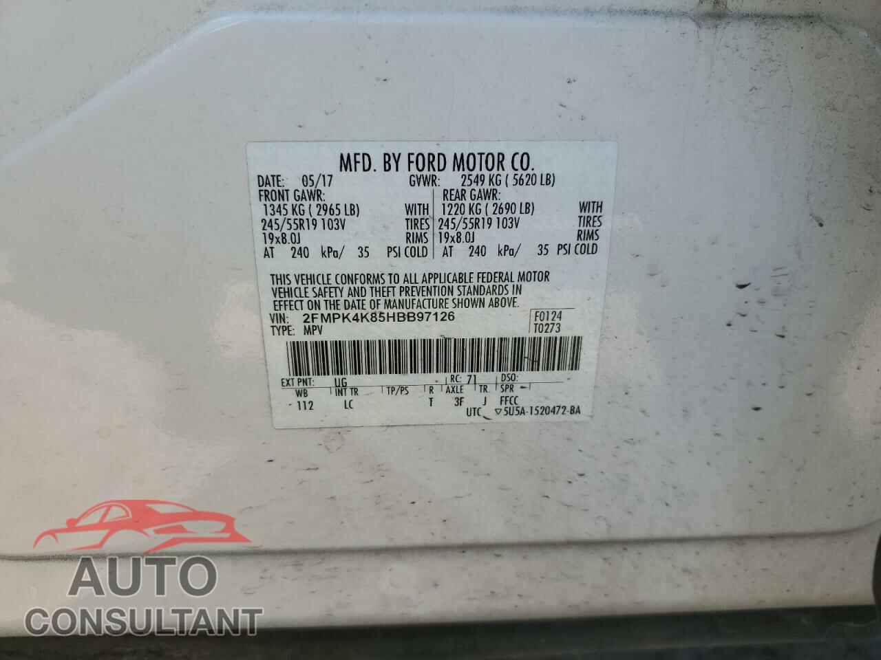 FORD EDGE 2017 - 2FMPK4K85HBB97126