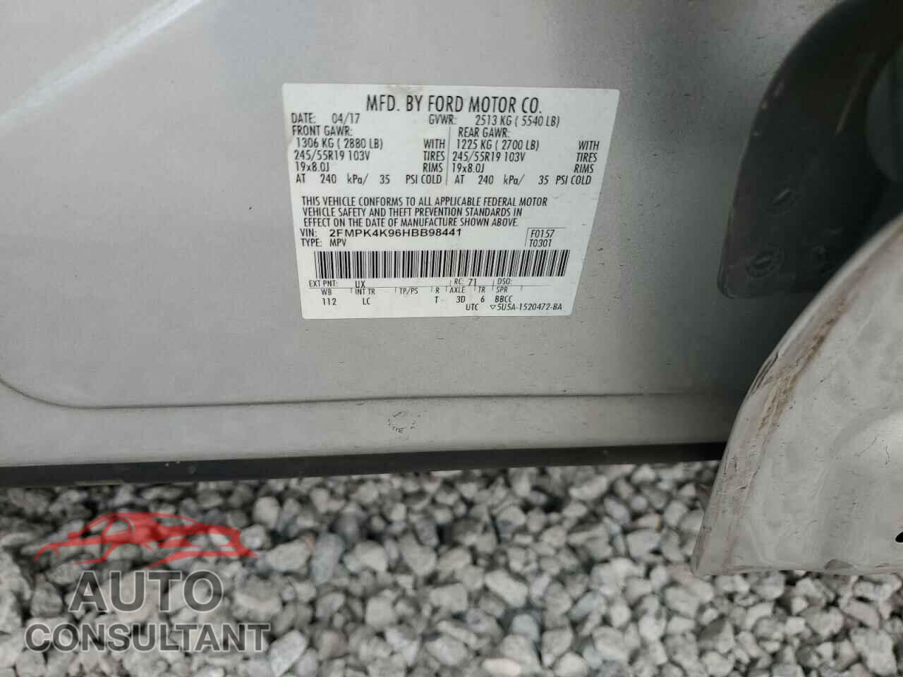 FORD EDGE 2017 - 2FMPK4K96HBB98441