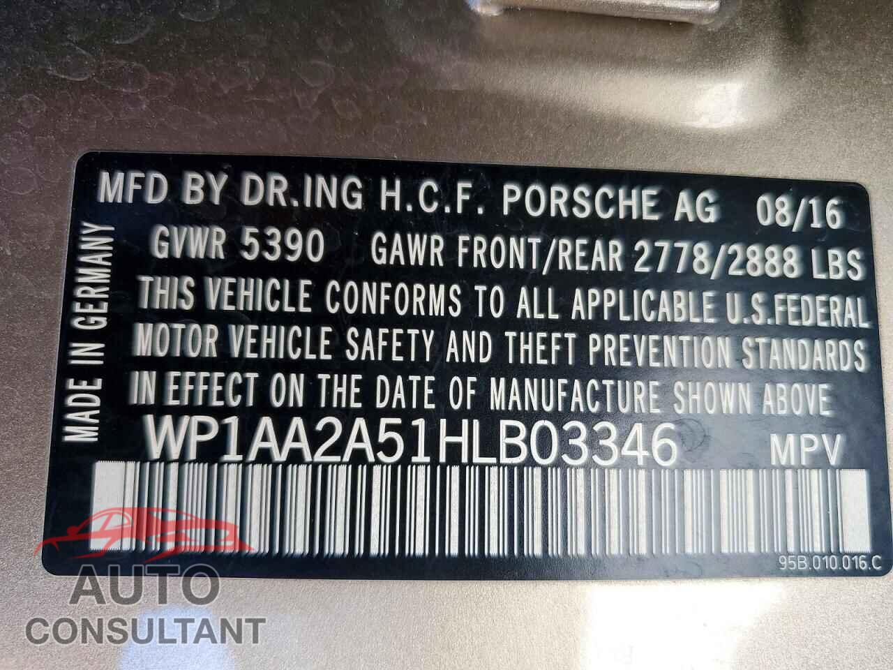 PORSCHE MACAN 2017 - WP1AA2A51HLB03346