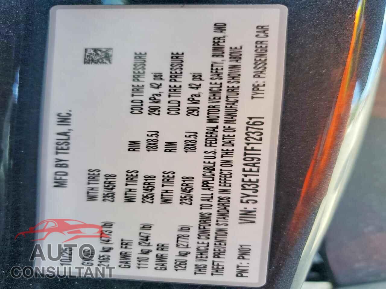 TESLA MODEL 3 2026 - 5YJ3E1EA9TF123761