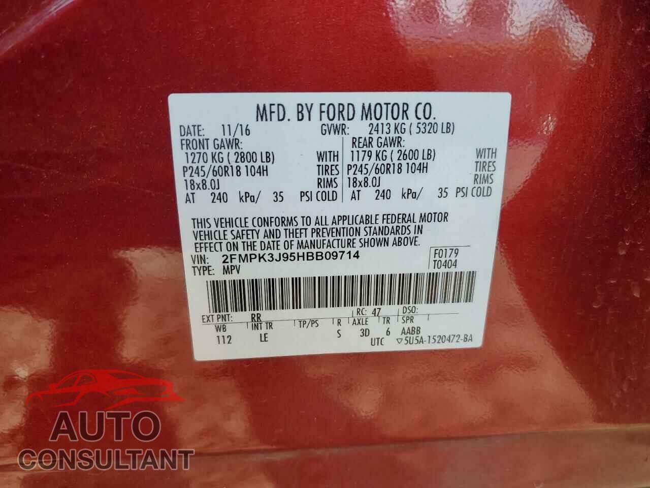 FORD EDGE 2017 - 2FMPK3J95HBB09714