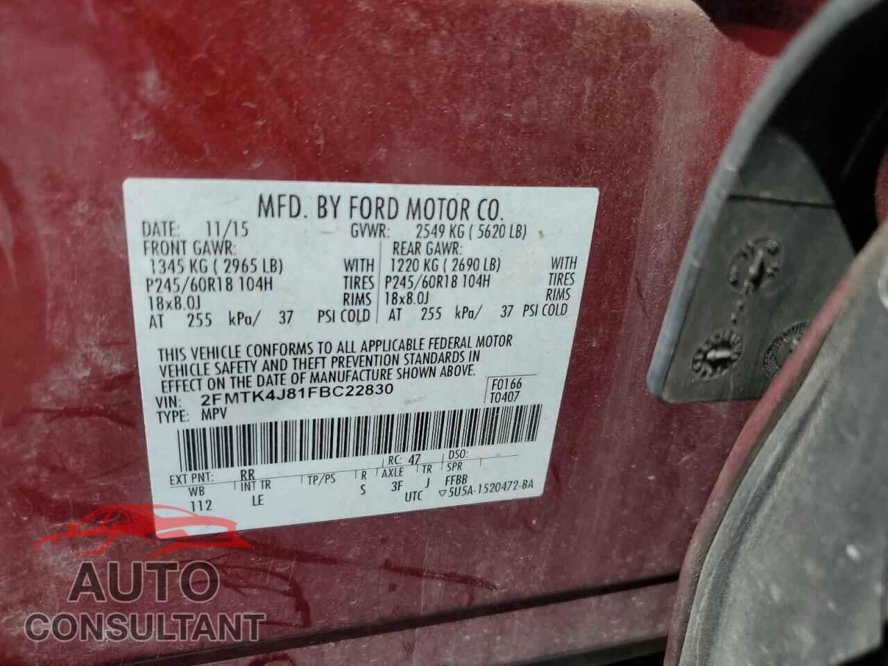 FORD EDGE 2015 - 2FMTK4J81FBC22830
