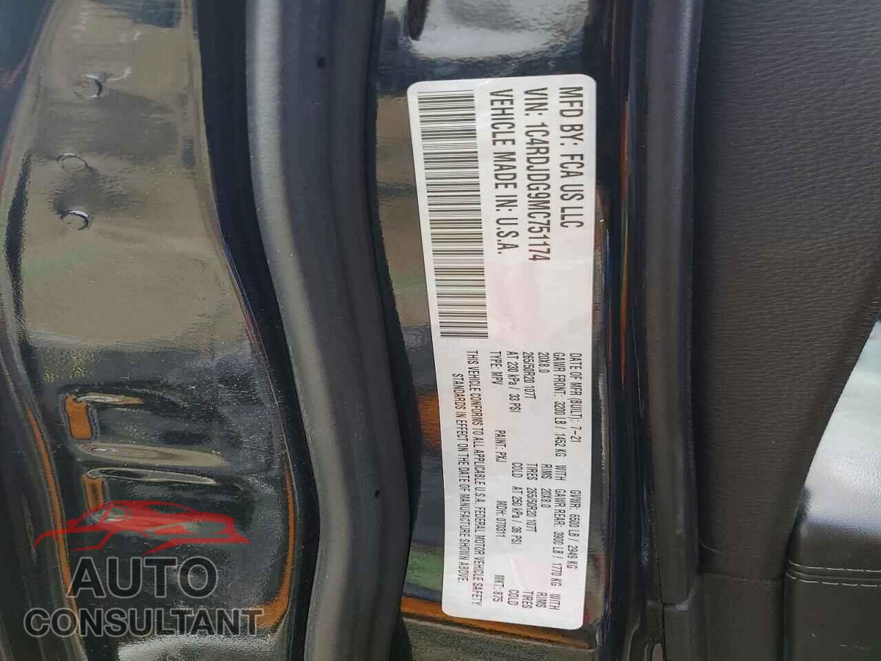 DODGE DURANGO 2021 - 1C4RDJDG9MC751174