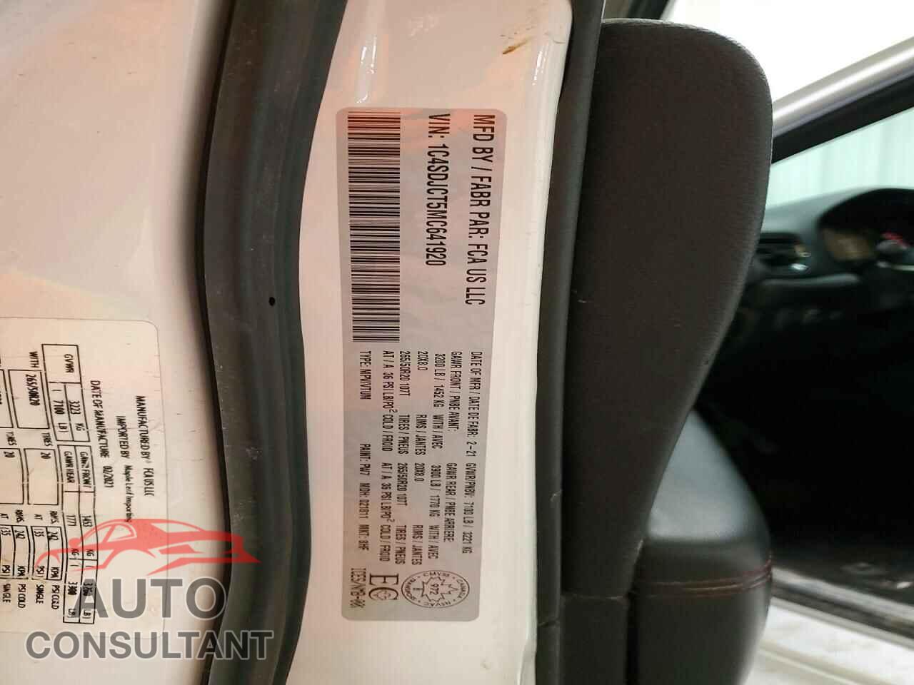 DODGE DURANGO 2021 - 1C4SDJCT5MC641920