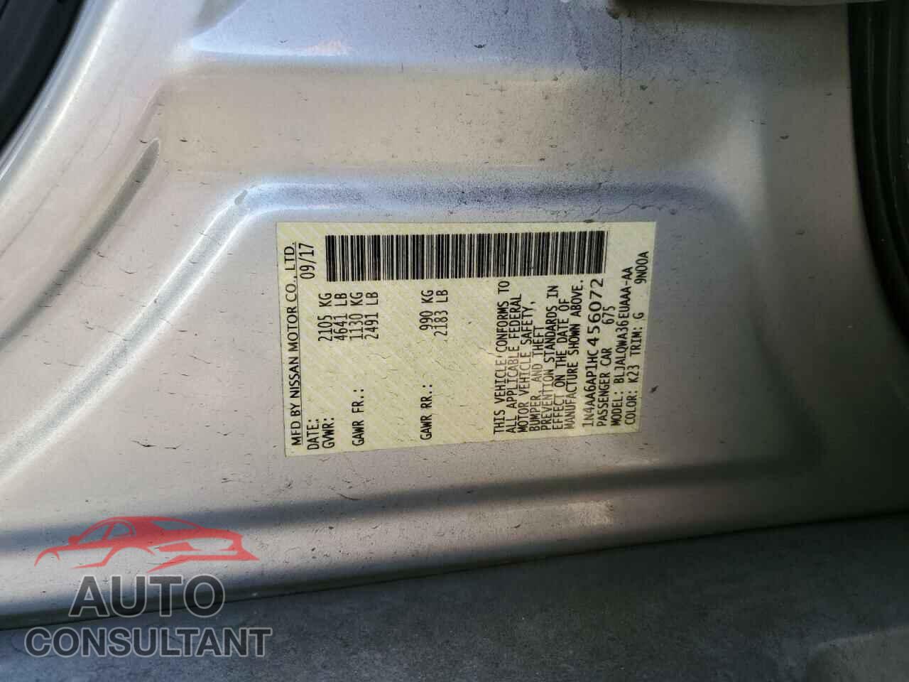 NISSAN MAXIMA 2017 - 1N4AA6AP1HC456072
