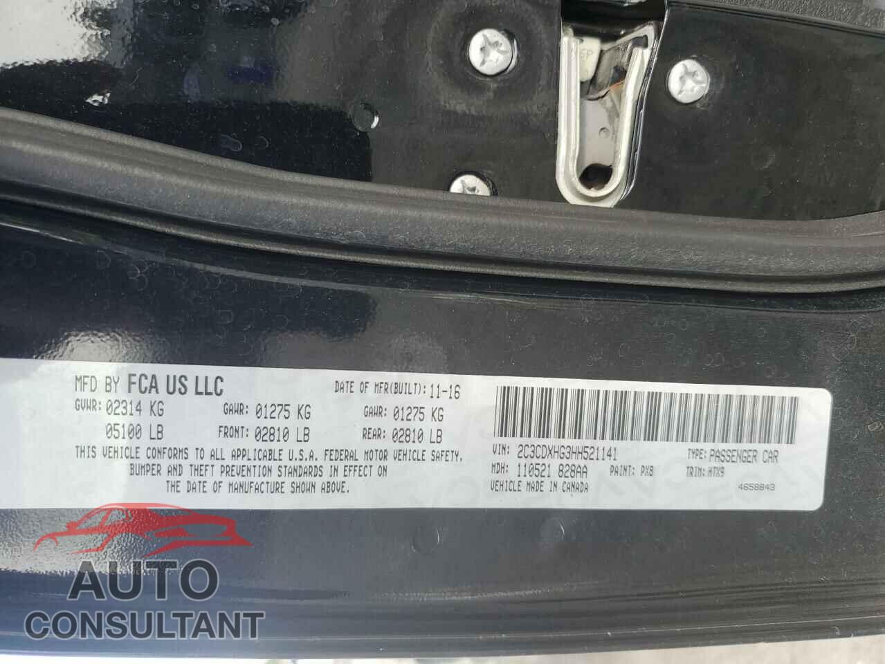 DODGE CHARGER 2017 - 2C3CDXHG3HH521141