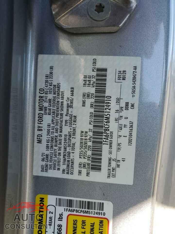 FORD MUSTANG 2021 - 1FA6P8CF6M5124910