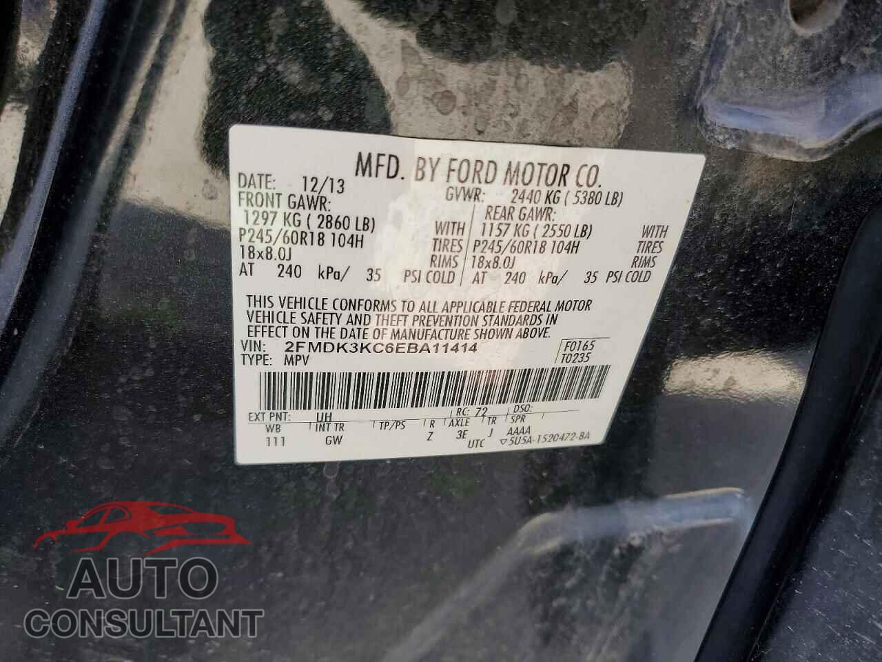 FORD EDGE 2014 - 2FMDK3KC6EBA11414