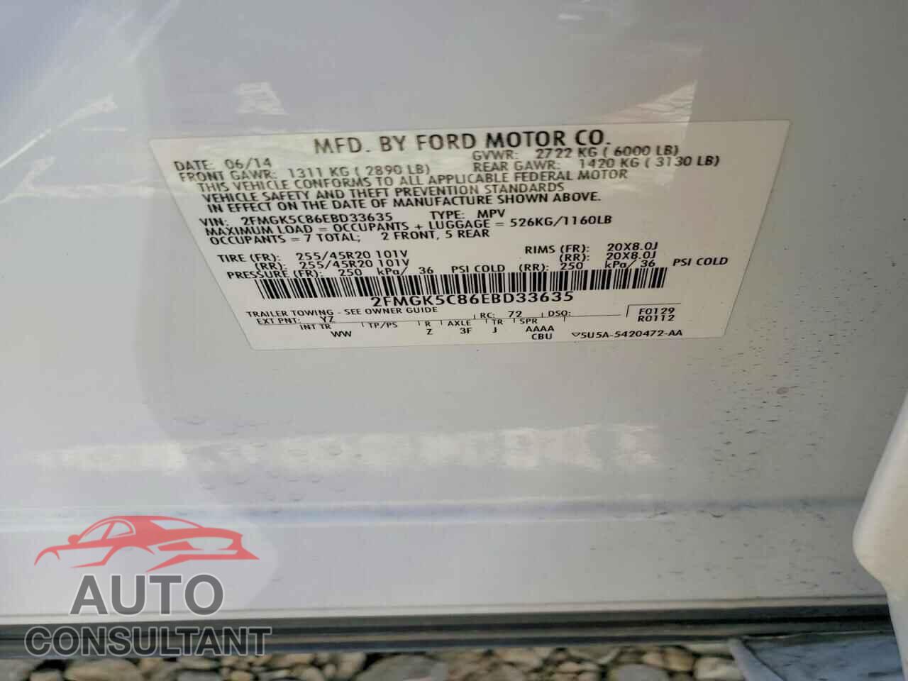 FORD FLEX 2014 - 2FMGK5C86EBD33635