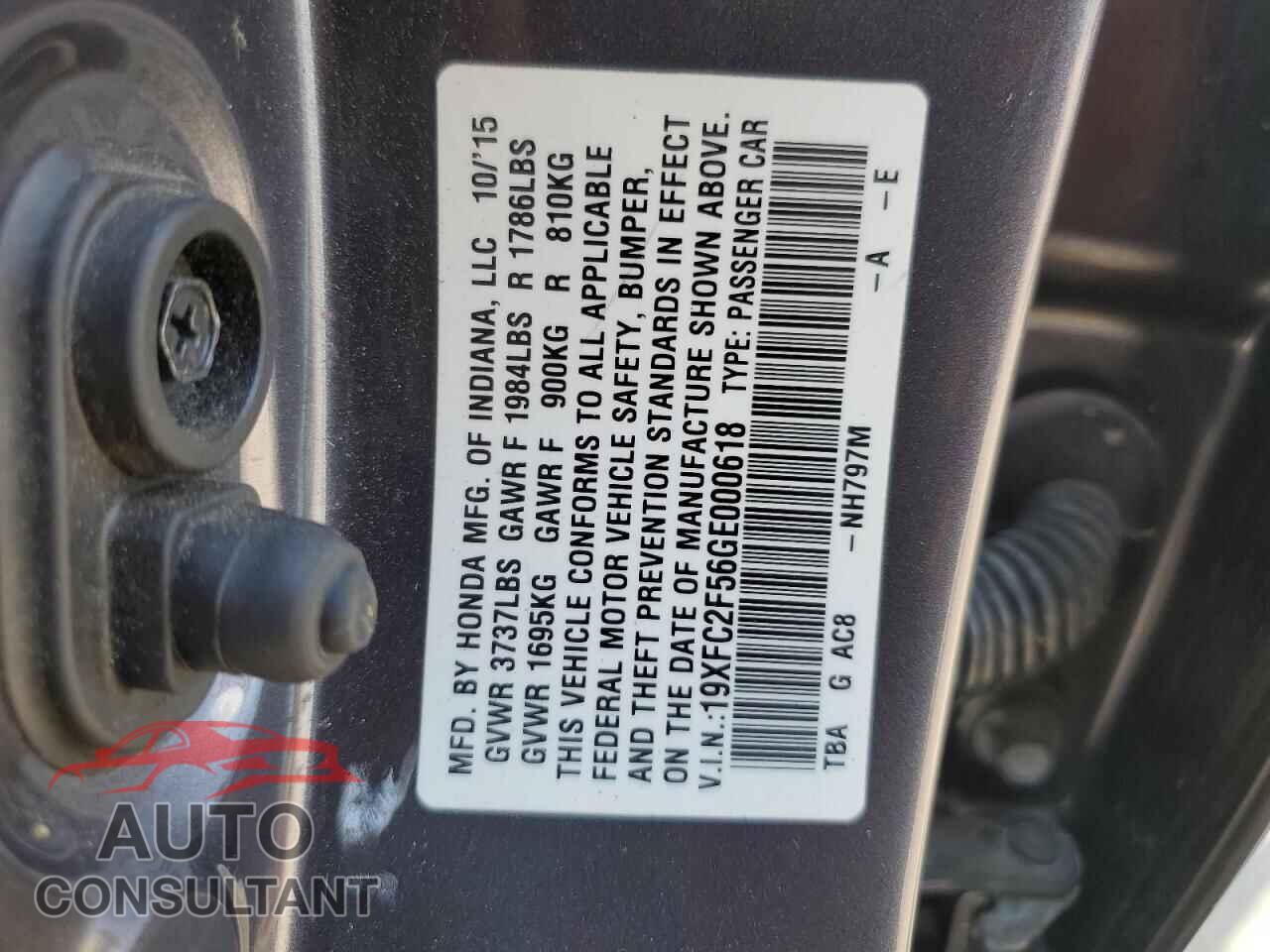 HONDA CIVIC 2016 - 19XFC2F56GE000618