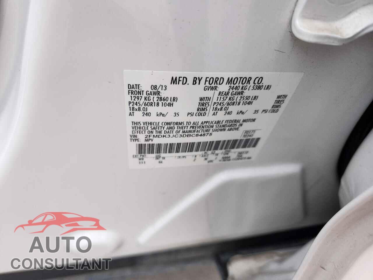 FORD EDGE 2013 - 2FMDK3JC3DBC84875