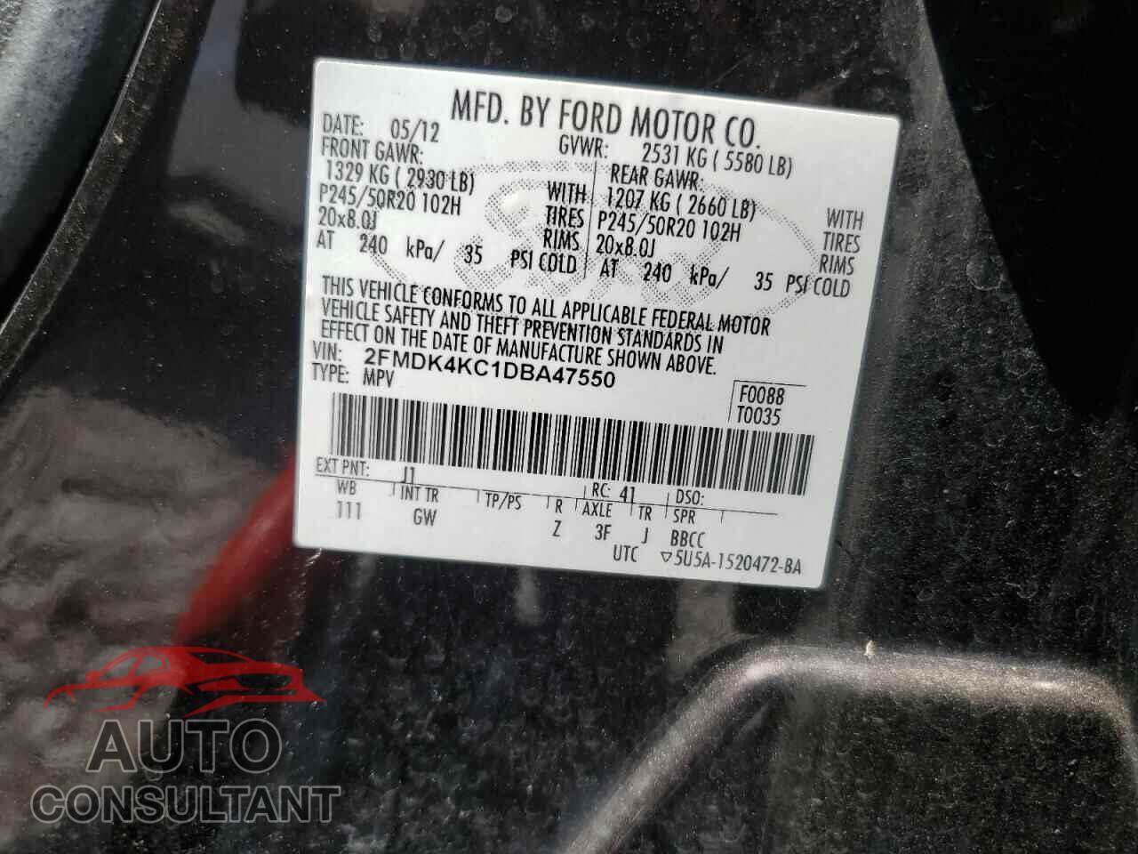 FORD EDGE 2013 - 2FMDK4KC1DBA47550