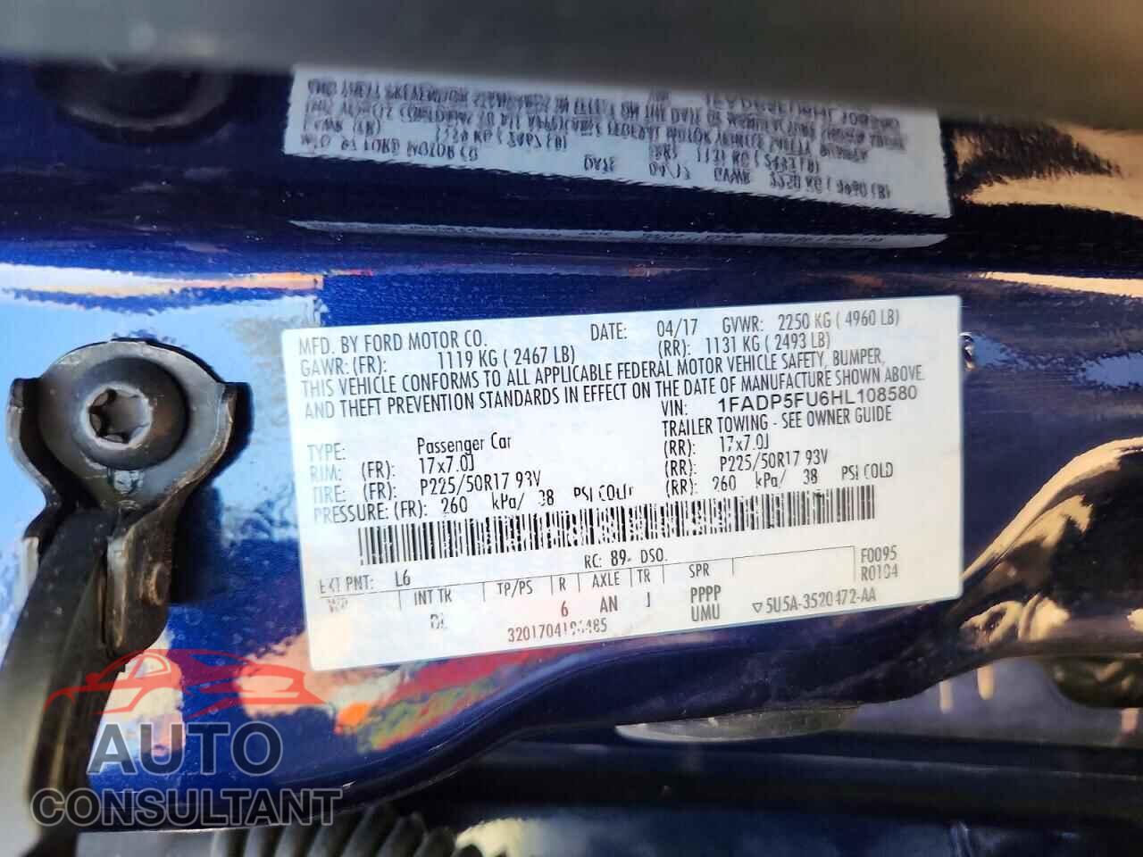 FORD CMAX 2017 - 1FADP5FU6HL108580