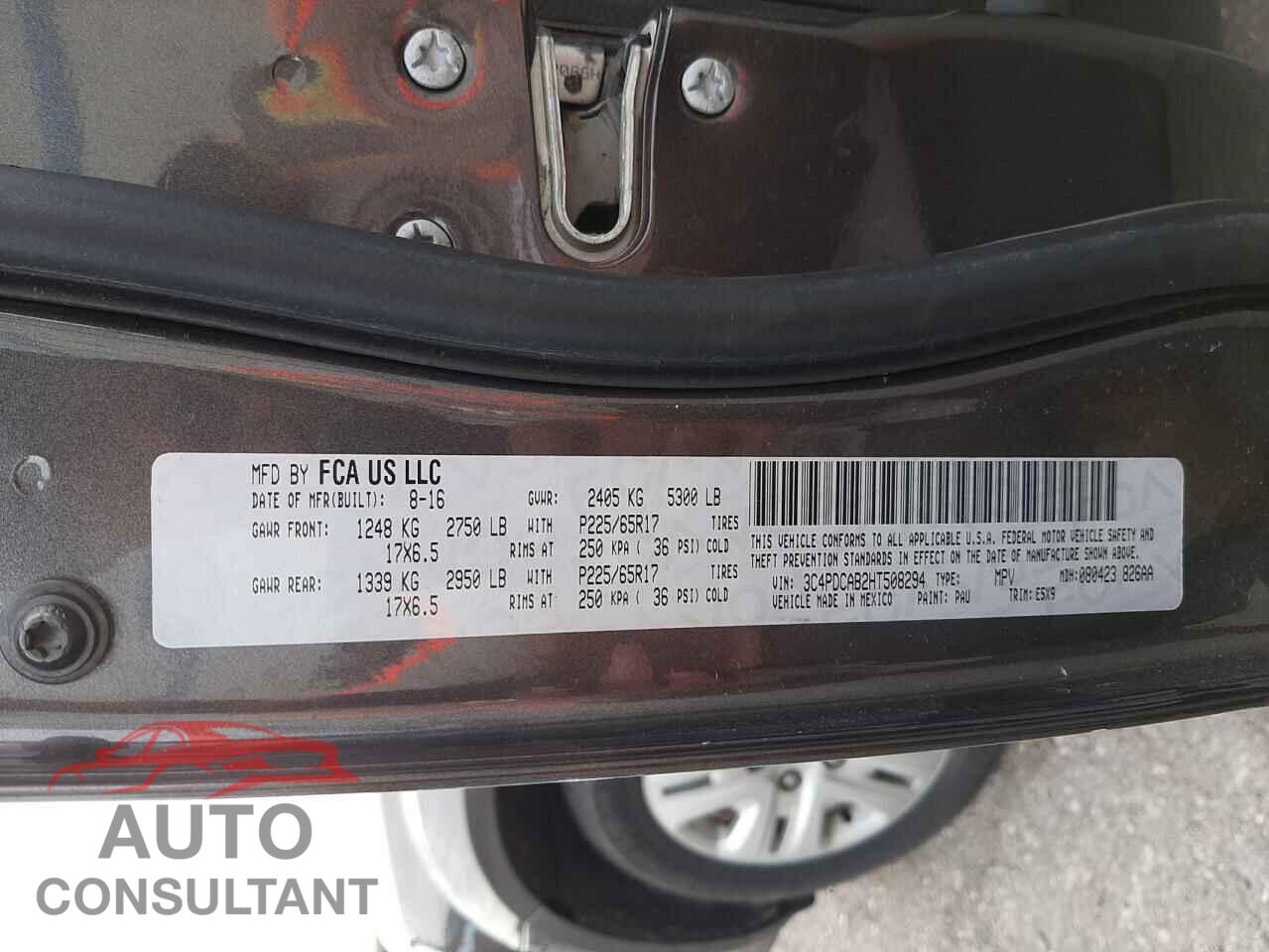 DODGE JOURNEY 2017 - 3C4PDCAB2HT508294