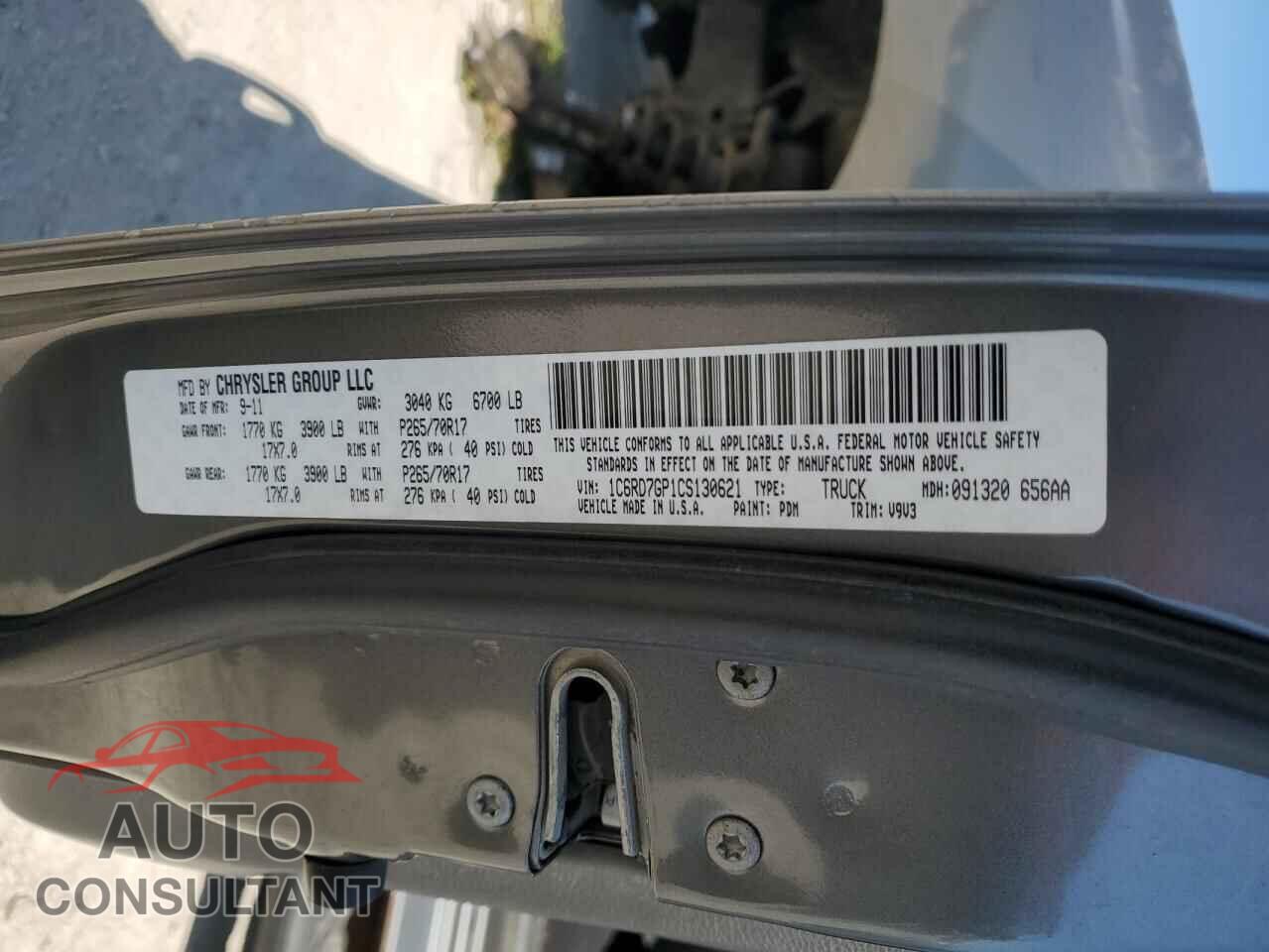 DODGE RAM 1500 2012 - 1C6RD7GP1CS130621