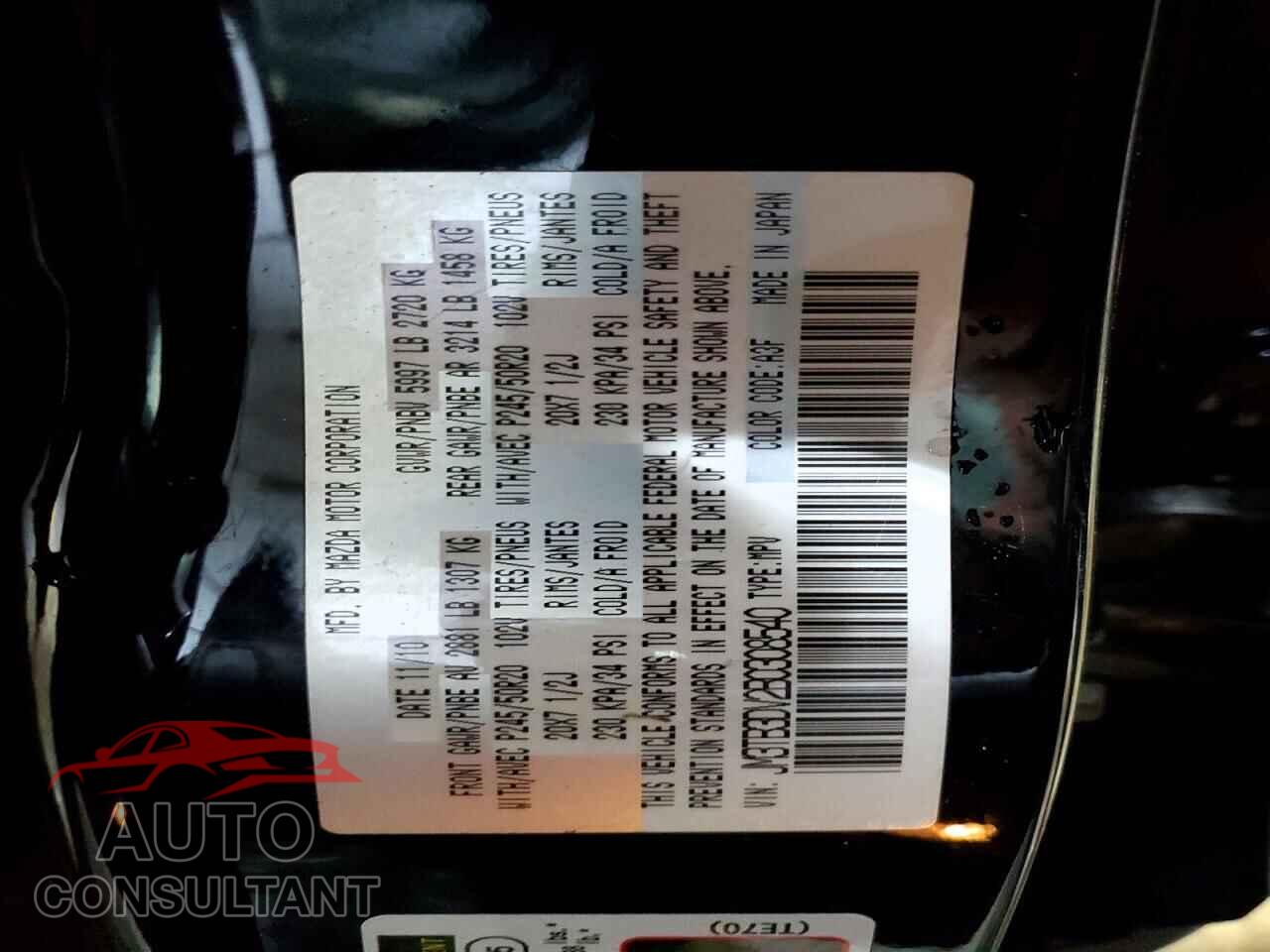 MAZDA CX-9 2011 - JM3TB3DV2B0308540