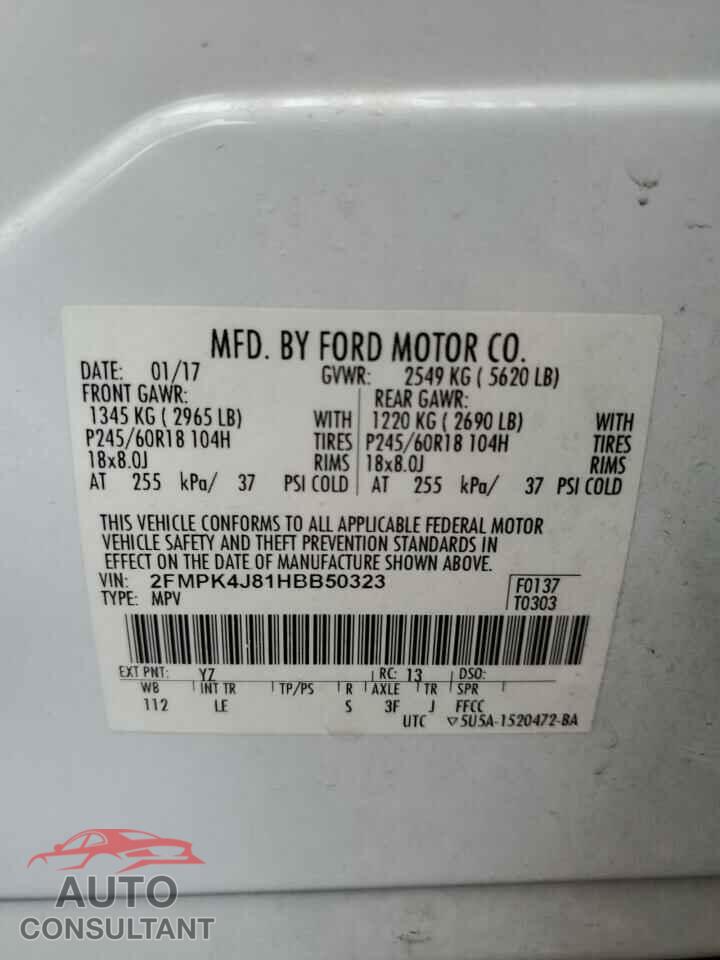 FORD EDGE 2017 - 2FMPK4J81HBB50323