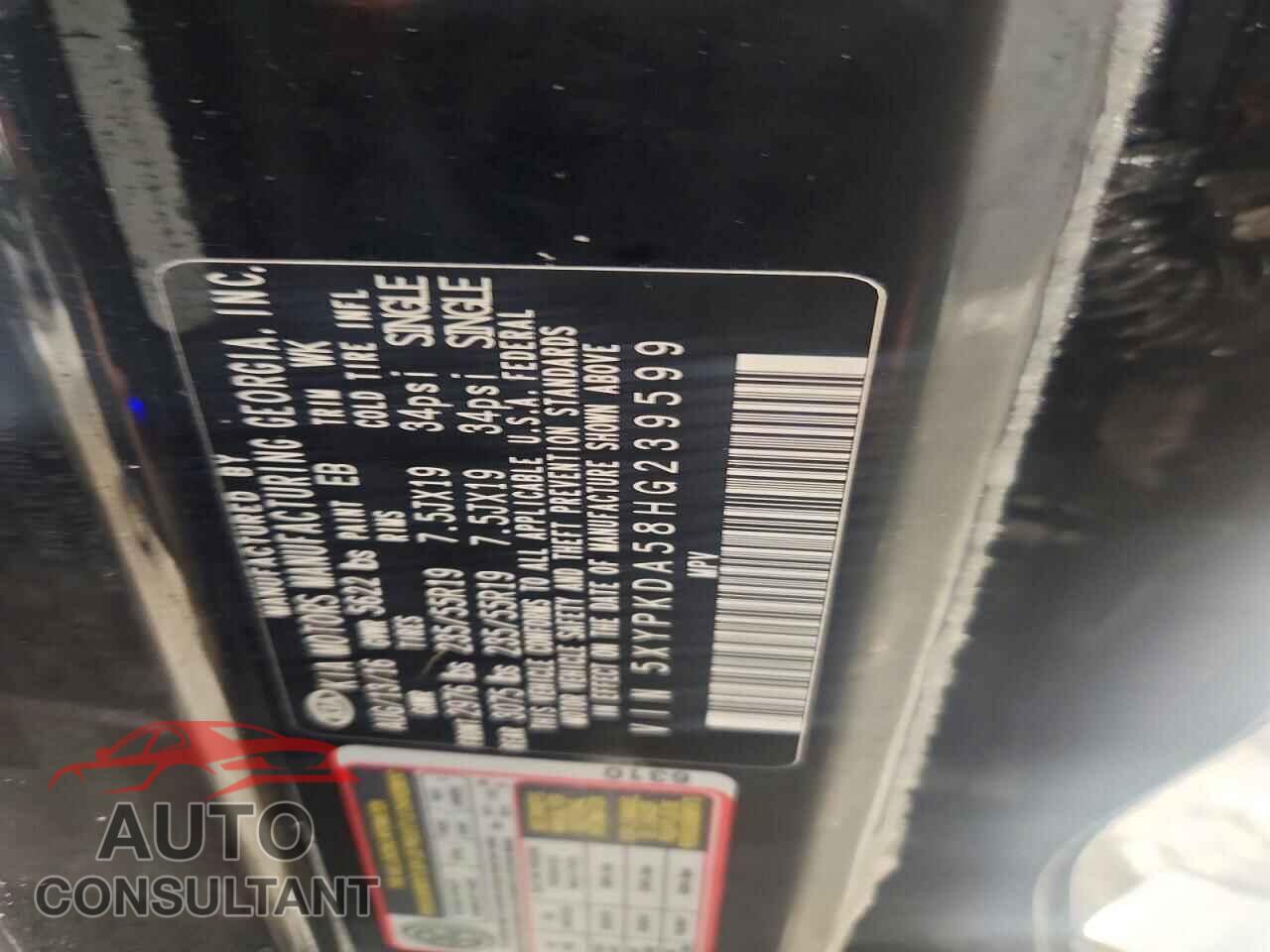 KIA SORENTO 2017 - 5XYPKDA58HG239599