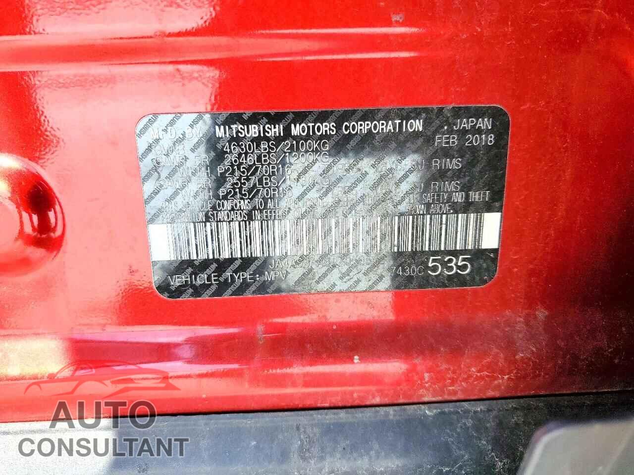 MITSUBISHI ECLIPSE 2018 - JA4AS3AA6JZ050562