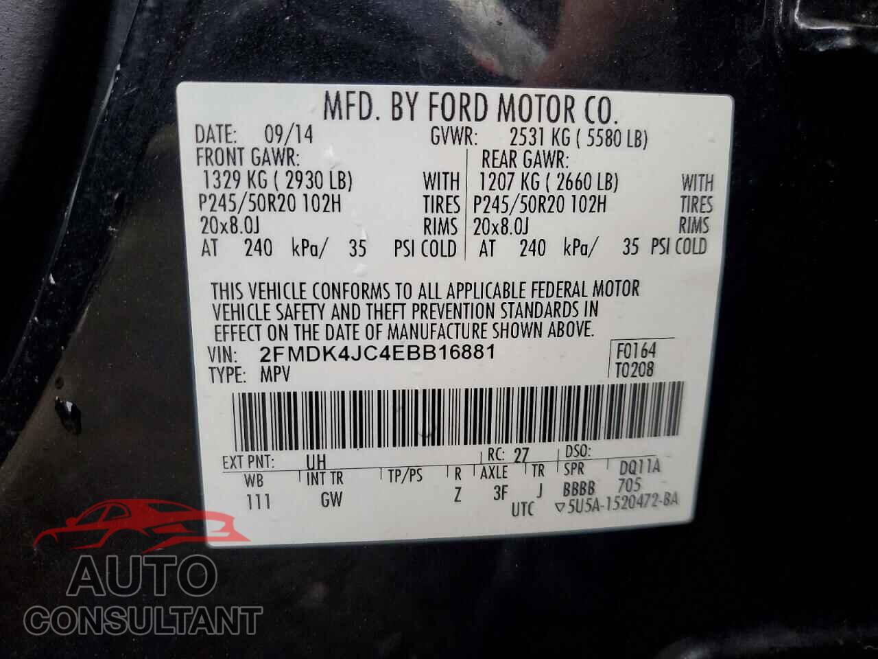 FORD EDGE 2014 - 2FMDK4JC4EBB16881